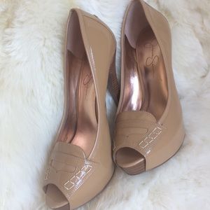 Jessica Simpson leather sz 9 shoes heels platform